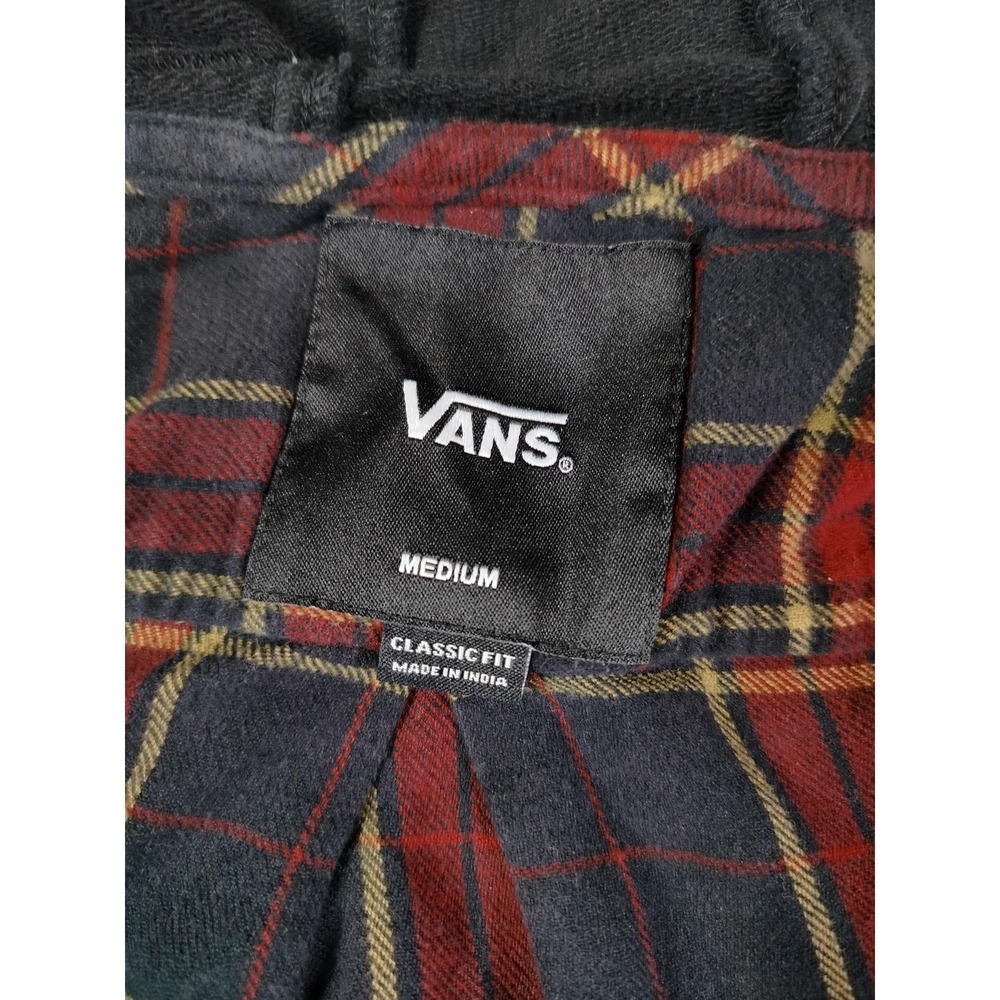 Vans Shirt Mens Medium Red Plaid Hooded Flannel Skater Skatelife Grunge Casual - Picture 3 of 14